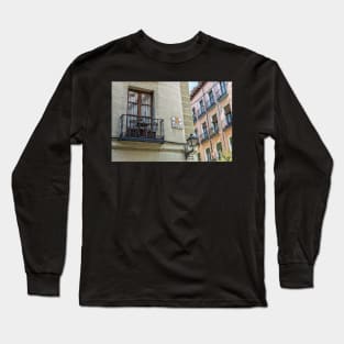 Balcony at Amnesty street in Madrid city center Long Sleeve T-Shirt